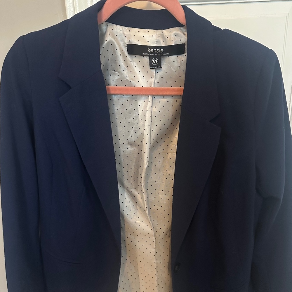 Kensie Navy Blue Blazer with Silk Lining - Slim Fit - Medium
